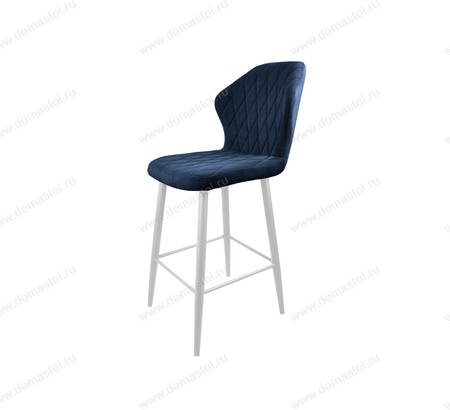 Стул барный Бергамо Catania Dark Blue, белый муар