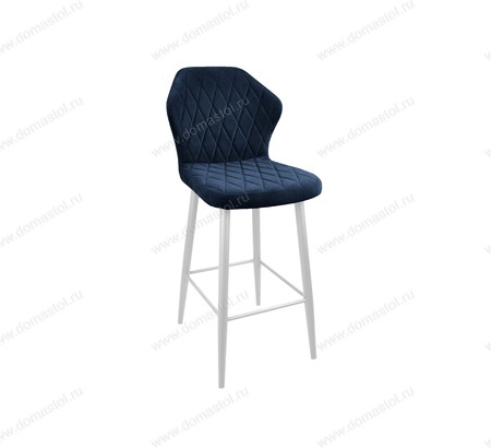 Стул барный Бергамо Catania Dark Blue, белый муар