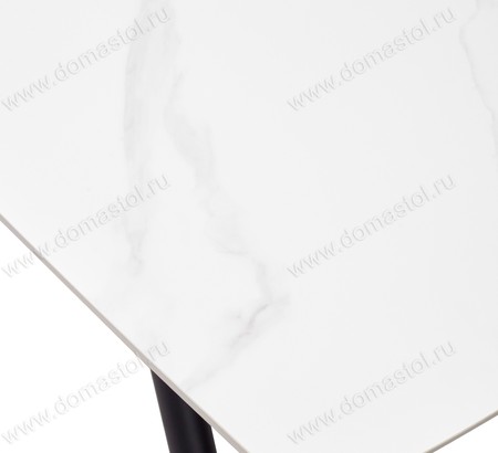 Стол RIVOLI 140 MATT WHITE MARBLE SINTERED STONE/ BLACK