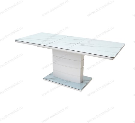 Стол ALTA 120 GREY-WHITE MARBLE/ WHITE глазурованное стекло