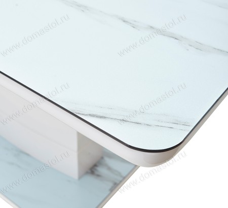 Стол ALTA 120 GREY-WHITE MARBLE/ WHITE глазурованное стекло