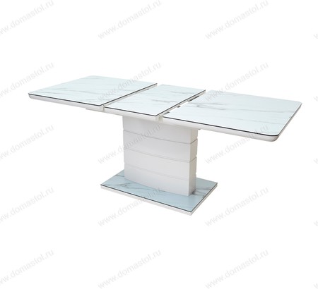 Стол ALTA 120 GREY-WHITE MARBLE/ WHITE глазурованное стекло