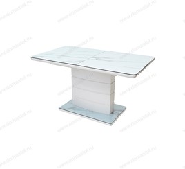 Стол ALTA 140 GREY-WHITE MARBLE/ WHITE глазурованное стекло