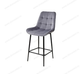 Полубарный стул ХОФМАН, цвет H-14 Серый, велюр / черный каркас H=63cm