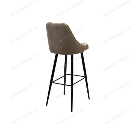 Барный стул NEPAL-BAR БЕЖЕВЫЙ #5, велюр/ черный каркас (H=78cm)
