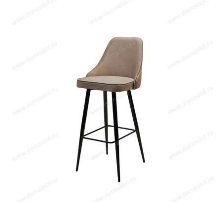 Барный стул NEPAL-BAR БЕЖЕВЫЙ #5, велюр/ черный каркас (H=78cm)