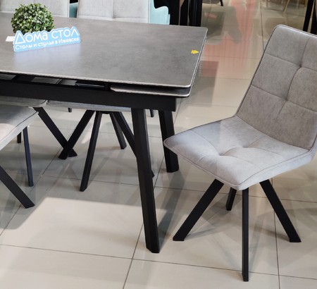 Стул BRONX, 360 град. поворот. B22 Серый, велюр / черный каркас