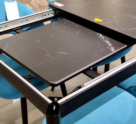 Стол Римини-2С черный, керамика Black Marble