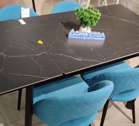Стол Римини-2С черный, керамика Black Marble