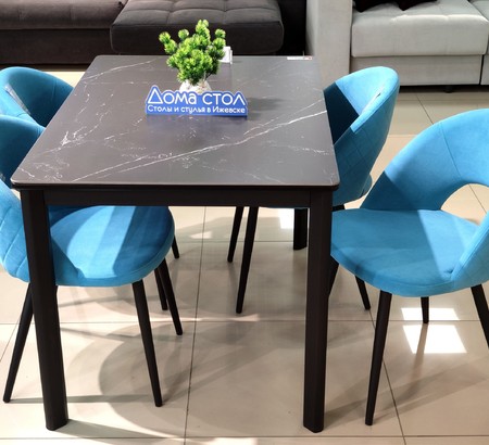 Стол Римини-2С черный, керамика Black Marble