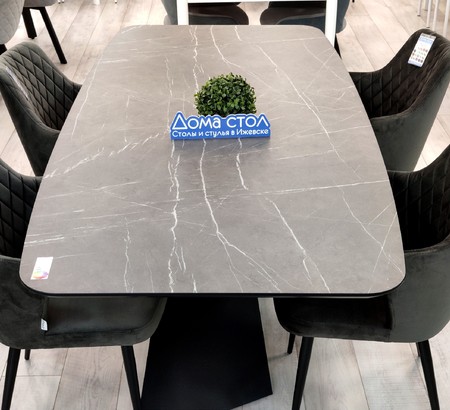 Стол кухонный Даллас 200 Камень Пьетра Антрацит, черный