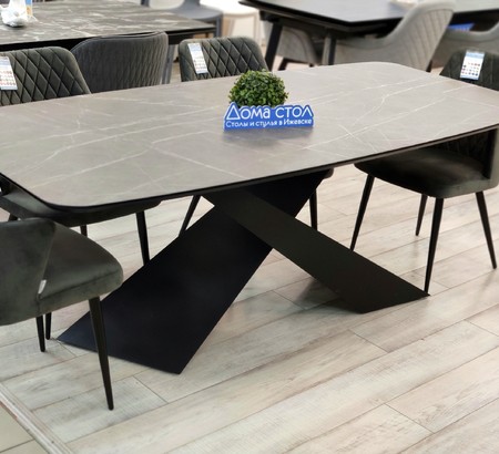 Стол кухонный Даллас 200 Камень Пьетра Антрацит, черный