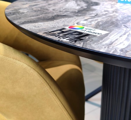 Стол кухонный Лацио 110 черный, Мрамор Чиполлино серый