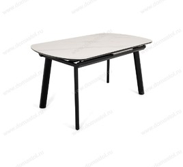 Стол Шамони-3C 180 черный, керамика White Marble