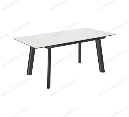 Стол Турин-2C 160 черный, керамика White Marble