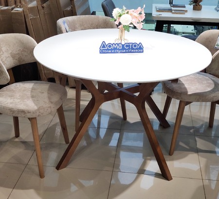 Стол Крафт 120 шпон белый, каркас светлый орех