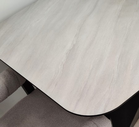 Стол кухонный Даллас 170 Камень Кальвия светло-серый, черный