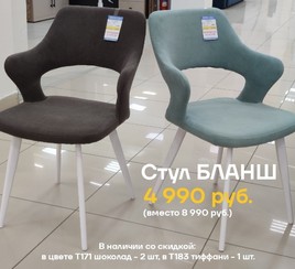 Стул Бланш шоколад Т171 и тиффани Т183, каркас 1F40 белый