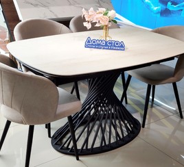 Стол Сан-Ремо-1 140 керамика Travertine Avorio, черный
