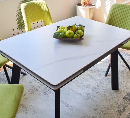 Стол Татами-2С 120 керамика White marble, черный
