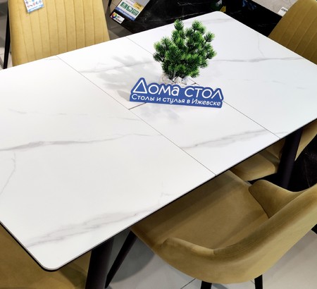 Стол Портофино 110 керамика White Marble, черный