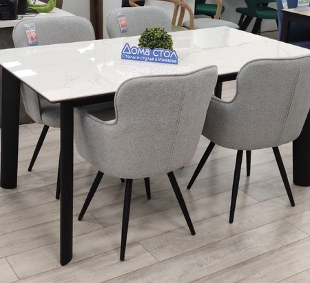 Стол Турин-1С 140 керамика Alpine snow, черный