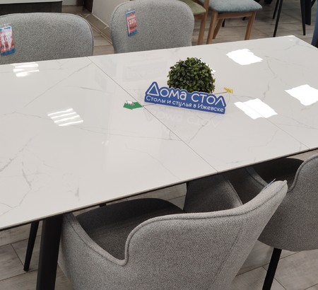 Стол Турин-1С 140 керамика Alpine snow, черный