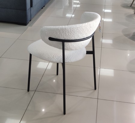 Стул Леонардо белый букле, черный каркас