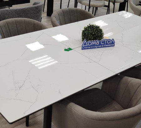 Стол Турин-2С 160 керамика Alpine snow, черный