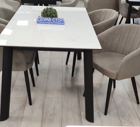 Стол Турин-2С 160 керамика Alpine snow, черный