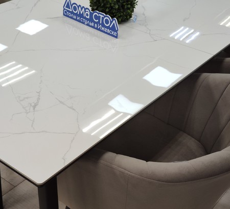 Стол Турин-2С 160 керамика Alpine snow, черный