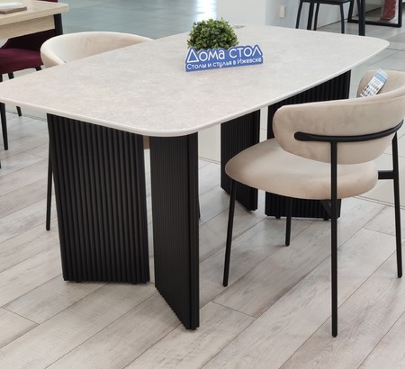 Стол кухонный Майсен 190 пластик Керамика Тессина крем, черный