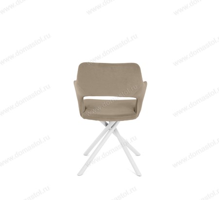 Стул Бланш кофе с молоком Т184, каркас 360X32 поворотный белый