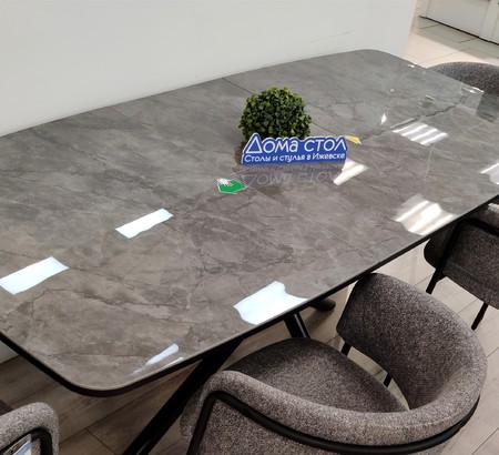 Стол DF1550 глянцевая керамика серый глянец, черный