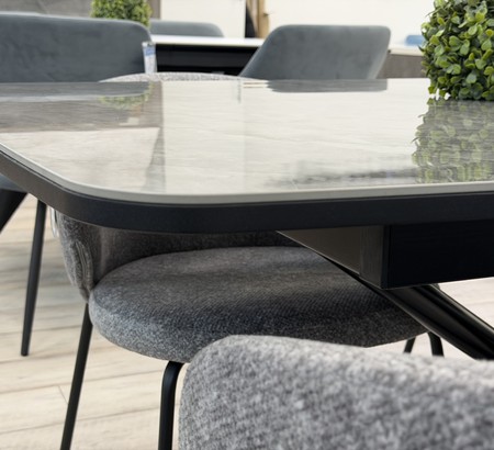 Стол DF1550 глянцевая керамика серый глянец, черный