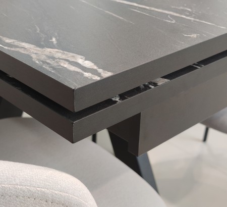 Стол СТОУН 120 HPL Черный мрамор, опоры черный муар