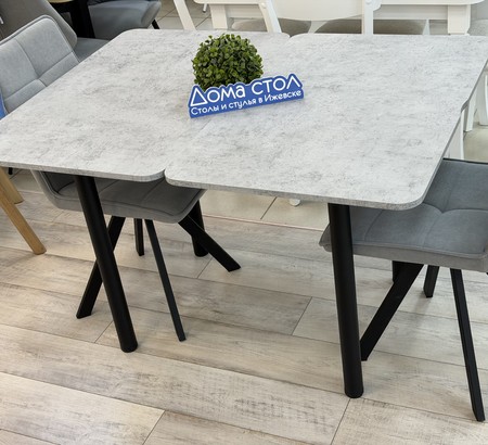 Стол Ломберный ЛДСП Бетон Чикаго светло-серый, черный муар