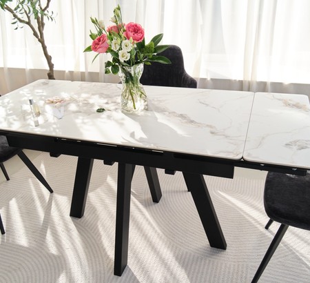 Стол Катана-1C 110 черный, керамика Champagne