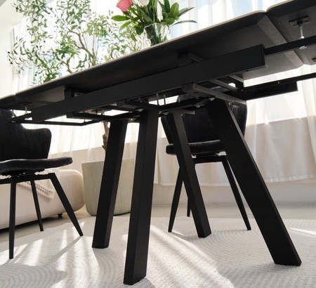 Стол Катана-2C 120 черный, керамика Black Marble