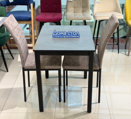 Стол Литл(R)-М 100 HPL Серый мрамор, черный каркас