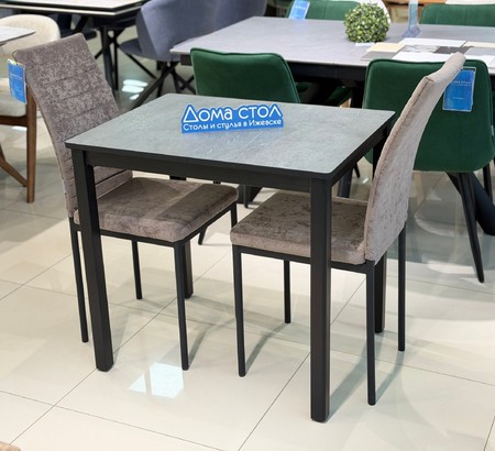 Стол Литл(R)-М 100 HPL Серый мрамор, черный каркас