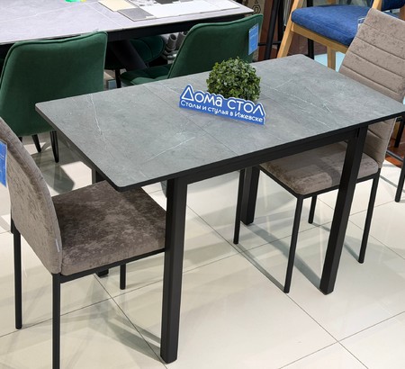 Стол Литл(R)-М 100 HPL Серый мрамор, черный каркас