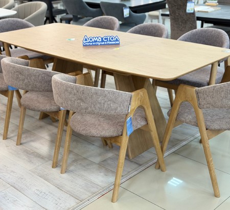 Стол Лео 1.6 Натуральный шпон Светлый орех, каркас Светлый орех