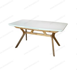 Стол Крафт-АВТО 160 шпон Белая эмаль, каркас Светлый Орех