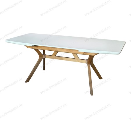 Стол Крафт-АВТО 160 шпон Белая эмаль, каркас Светлый Орех