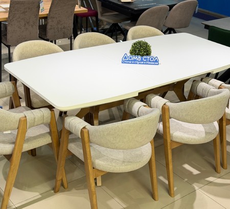 Стол Крафт-АВТО 160 шпон Белая эмаль, каркас Светлый Орех