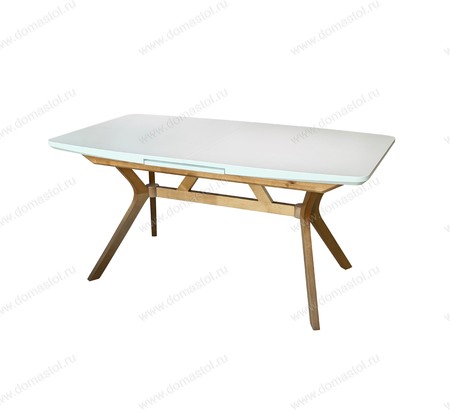 Стол Крафт-АВТО 160 шпон Белая эмаль, каркас Светлый Орех