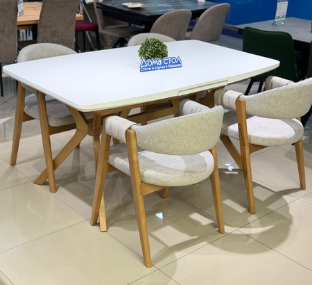 Стол Крафт-АВТО 160 шпон Белая эмаль, каркас Светлый Орех