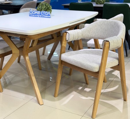 Стол Крафт-АВТО 160 шпон Белая эмаль, каркас Светлый Орех