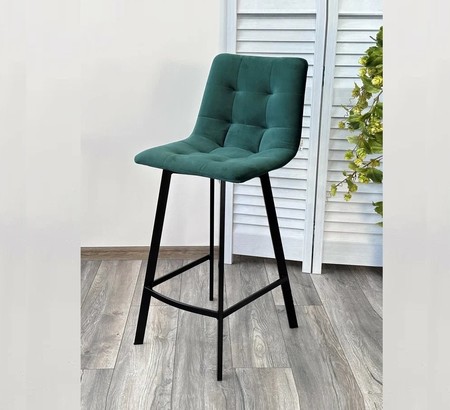 Полубарный стул CHILLI-QB SQUARE зеленый #19, велюр / черный каркас (H=66cm)